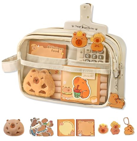 KEWUF Astuccio, Set di Cancelleria Capibara, Carino Astuccio per Ragazze, Simpatico Astuccio Capybara, Astuccio Scuola Cartone Animato, per Studenti, Impiegati, Appassionati di Pittura