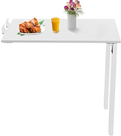 WEIGR Tavolo pieghevole da parete in legno, 75 x 40 cm, salvaspazio, per soggiorno, sala da pranzo e cameretta dei bambini, stabile, per piccoli spazi (bianco)