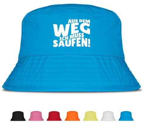 Aus dem Weg ich muss saufen! - Fischerhut - Lustiger Fischerhut – Der perfekte Sonnenhut für Herren & Damen – Ideal als Malle-Outfit, Party-Accessoire & Festival-Eimerhut für den Strand