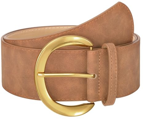 WHIPPY Damen Breiter Gürtel für Kleid Mode Wildleder Gürtel Damen Taillengürtel mit Goldschnalle