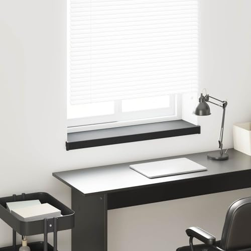 GeenYuu Alféizar de ventana negro con vetas de madera de PVC 80 x 20 x 4,5 cm, resistente al agua, fácil montaje con pegamento, para interior y exterior, superficie de fácil cuidado