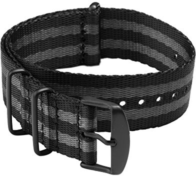 Archer Watch Straps - Seat Belt Nylon NATO Watch Bands (Black/Gray, Matte Black, 20mm)