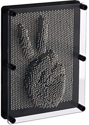 Relaxdays Sculpture à Clous 3D, Jeu pin Art pour Impression 3D, HxL 20x15 cm, Jeu Clone 3D, Planche à Clous, Noir&Argent