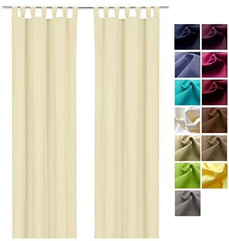 heimtexland ® Dekoschal Baumwolle Uni Blickdicht Vorhang Schlaufenschal Gardine Ecru Natur HxB 160x125 Typ625