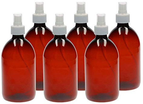 VENTON Set di 6 flaconi spray da 500 ml, nebulizzatore trasparente in plastica con pompa a spruzzo, flaconi spray vuoti da riempire, flacone spray vuoto, bottiglie di plastica da 500 ml