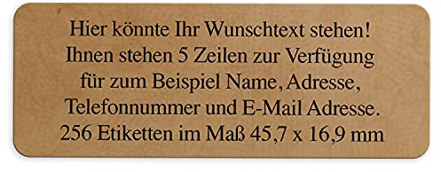 Adress-Aufkleber | PERSONALISIERT | 256 Stück | kleine Etiketten mit Wunsch-Text - Vintage Look Braun | für Namen und Adressen