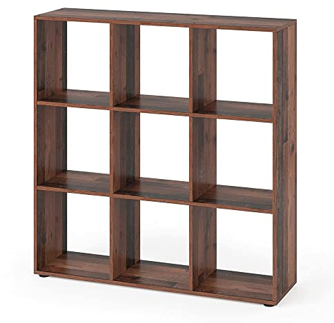 Vicco Raumteiler Nove, stehendes Bücherregal, Antikholz, 104 x 108 cm