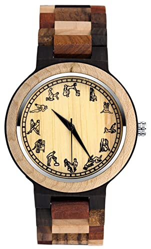SUPBRO Orologio da uomo in legno, Orologio analogico da polso al quarzo, con cinturino in legno, adatto a qualsiasi polso