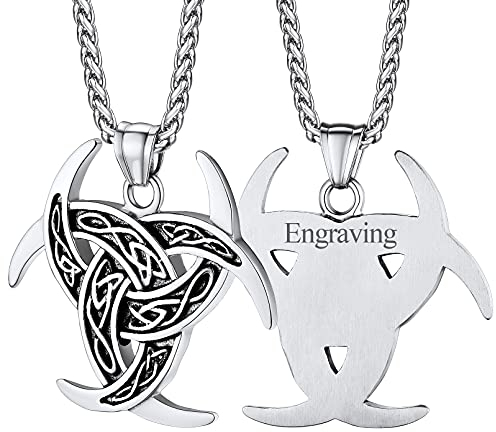 FaithHeart Personalisierte Odin dreifaches Horn Kette Retro Viking Dreifaches Horn Anhänger Halskette Wikiinger Amulett mit Geschenkebox für Geburtstag Weihnachten