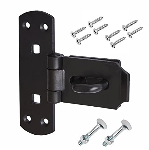TERF® Heavy Duty Vertical Hasp and Staple Set Black 150mm (6 inch) Locking Bar Security Door Latch with Fixing Screw For Outdoor Cabinet Cage Shed Commercial Gate and Multi Use - 150mm