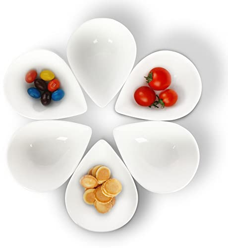 Keponbee Dipping Sauce Set of 6 Ceramic Pinch Bowls - Mini Side Seasoning Dish, Condiment, Sushi Soy Bowl, Snack Serving, Mini Dessert Dishes - 150ml/pc