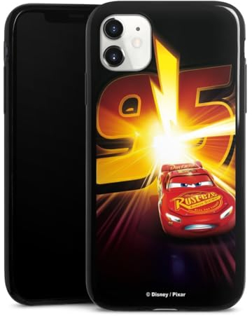Slim Case extra dünn kompatibel mit Apple iPhone 11 Silikon Handyhülle schwarz Hülle Offizielles Lizenzprodukt Cars Lightning McQueen 95
