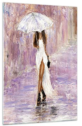 Bilder auf Glas 70x100cm Glasbild Frau Regenschirm Groß Wanddeko Bild im Glas Schlafzimmer Küche Deko Wandbilder Dekoration Wohnzimmer Modern Wall Decor Glasdruck Wand Kunstdruck Art GPA70x100-3822