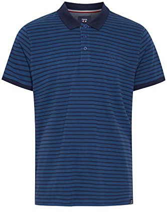 FQ1924 FQCorin Herren Poloshirt Polohemd T-Shirt gestreift mit Knopfleiste, Größe:XL, Farbe:Dark Denim (194118)