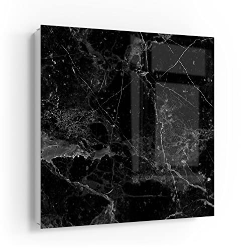 DEQORI Schlüsselkasten weiß | 30x30 cm | Motiv Marmorplatte nah | Glas & Metall Schlüssel-Box | Schlüsselschrank mit 50 Haken + 2 Magnete | Moderne Design Box magnetisch & beschreibbar