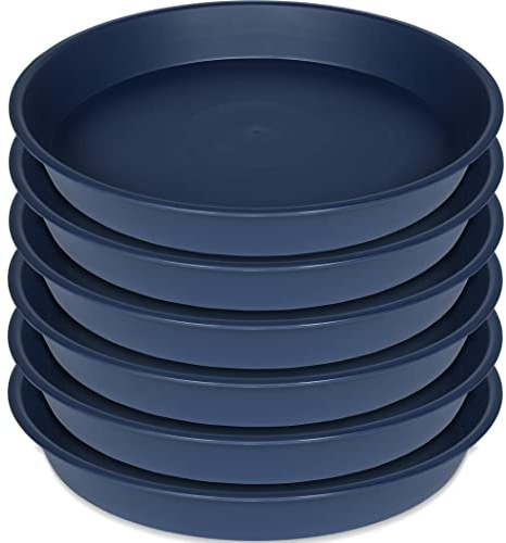 Bleuhome Pflanzenuntersetzer, Kunststoff, rund, für Innenbereich, Untersetzer für Übertopf, 17,8 cm / 20,3 cm, Blau, 6 Stück