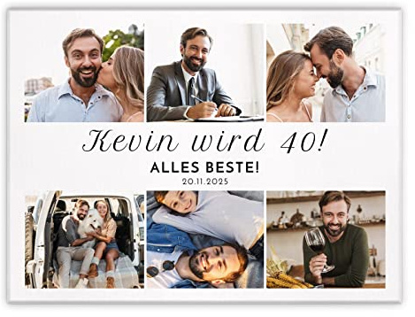 Maverton Fotoleinwand mit eigenem Bild - personalisiertes Leinwandbild mit Holzrahmen - Größe 30x40 oder 50x70 - Fotowand Collage mit Wunschmotiv für Jungen - für Männer - Alles Beste! - 30 x 40 cm