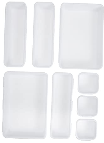 STOBAZA Boîte de Rangement pour Tiroirs en Pp Blanc, 1 Set Rectangulaire | Séparateurs Cosmétiques, Usage Bureau et Table, Design Simple, Facile à Nettoyer