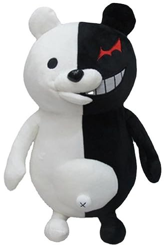 MayDee Danganronp Plüschtiere, Schwarzer Bär Rosa Bär Plüschpuppe, 25cm Cartoon Stoffpuppe Für Männer Frauen (A)