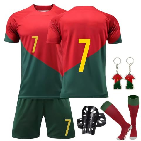 Pardofelis Fußball Trikot für Kinder, Trikot Nr. 7 Fußballtrikots Fussball T-Shirt Shorts Socken und Schienbeinschoner Set, Outdoor Football Jersey für Junge Anzug