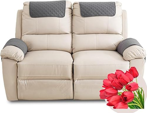 Bezug Für Liegesessel Kopfschutz für Sofa Arm Cover Couch Armlehnen Wasserdichte Stuhl Armlehnenschoner Armlehne Kopfstützenbezug für Sessel Armlehnenbezug Sesselbezug(Dunkelgrau,4 Pieces(2xpocket))