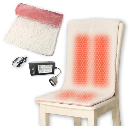 Heated Pad for Office Chair, USB Heated Seat Cushion, 5 Timer Setting & 5 Temperature Settings, Fast Heat Machine Washable Heating Pad for Back Neck Shoulder Pain Relief, 39x15in