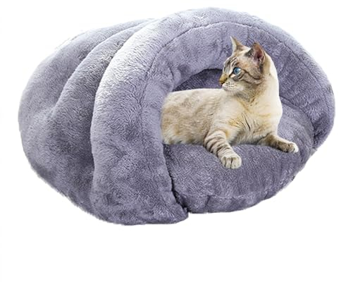 XIEMINLE Katzenbett, Katzenschlafsack, Katzennest, Kätzchenbett, Katzenhaus, Katzenhöhle, Bett mit waschbarem, abnehmbarem Kissen, Haustiersofa, Katzenkorb mit rutschfester Unterseite, 60 x 50 x 40