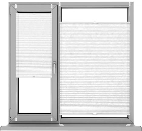 Persiana Veneciana, 55 x 170 cm protección Solar y Protección Privacidad, Klemmfix Persiana Enrollable Pegar para completar la instalación, para Cocina,Oficina,Baño, Blanco