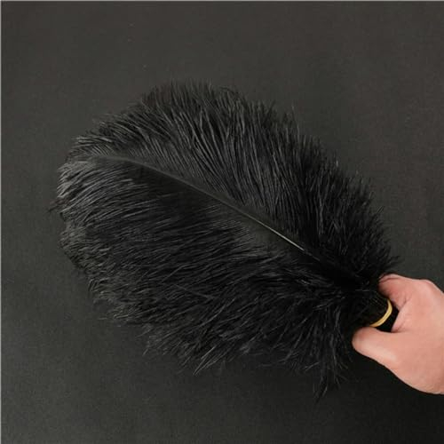 1 Stück farbige Straußenfedern für Hochzeit, Party, Karneval, Dekoration, Bastelfedern, Tafelaufsatz, Zubehör, Plumas, Bulk-Großhandel, Schwarz, 45–50 cm