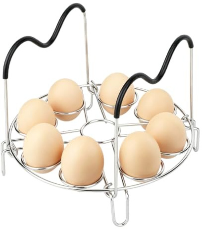 Eier-Dampfgarer-Regal, Eierhalter Für Gekochte Eier, Eier-Kochregal Mit Hitzebeständigen Silikongriffen, Eier-Dampfgarer-Gestell Aus Edelstahl,Edelstahl Eierhalter Zum Kochen in Silber, Regal Für Eier