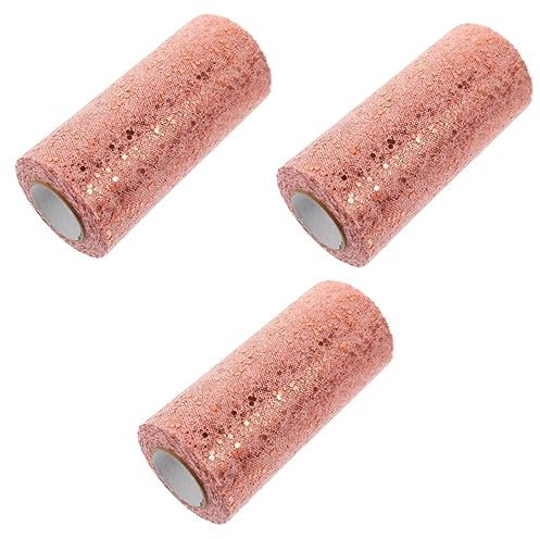 SHINEOFI 3 Rollen Pulvernetz Rollgarn Scrapbooking-Band Bastelbänder aus glitzerndem Tüll tul Schleife Festival-Gaze-Band Festival-Tüllstoff Hochzeit schmücken Kleid Geschenk 15c Abstauben
