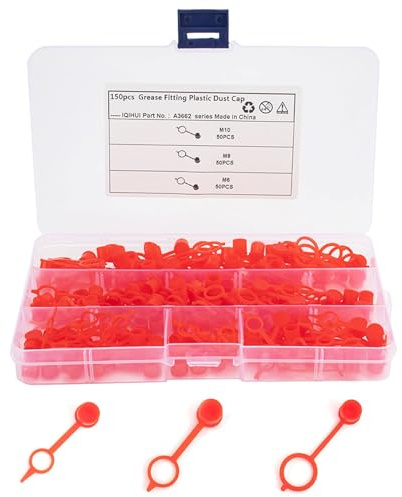 NUWIQ 150 Pezzi Tappi di Protezione per Ingrassatori, Assortimento di Tappi di Protezione per Ingrassatori in Plastica, con Scatola di Immagazzinamento, per Auto, Moto e Camion, M6/M8/M10