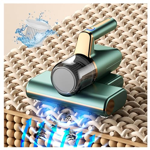 BesBet Aspirateur à Main Anti-Acariens, éLimine 99,9% des BactéRies, AllergèNes, Acariens Aspirateur pour Matelas avec LumièRe UV Et Vibration Aspirateurs à Main pour Le Nettoyage,Green