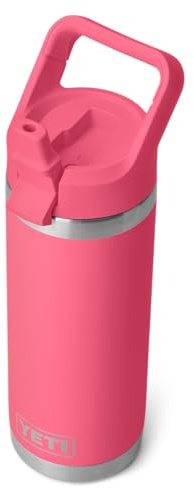 YETI Rambler C Straw Bottle, Stainless Steel Vacuum Insulated Bottle with Leakproof Straw Cap, Tropical Pink, 18 oz (532 ml)