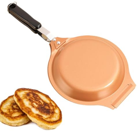 Padella a doppia faccia, padella per pancake a doppia faccia - Pancake Maker per doppia frittata a prova di fuoriuscite | Pentola a induzione da 19 cm, Utensili da cucina Pentole per bistecche, fritte