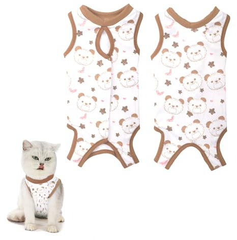BKEPDY Mono Estampado Aguacate Traje Recuperación Gato Chaleco Protector Postoperatorio Cirugía Mascota Ropa Cómoda