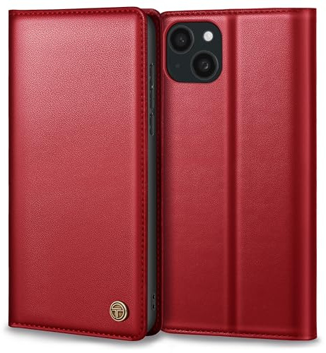 Thorhülle Handyhülle für iPhone 13 Hülle, Premium Lederhülle Schutzhülle Tasche für iPhone 13 Hülle Wallet Kartenfach Standfunktion Klappbar Flip Case für iPhone 13 Hülle, Rot