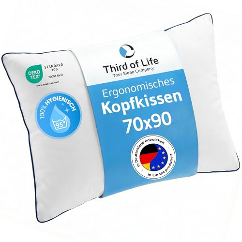 Kopfkissen 70x90 inSPIRO, Kissen für Seiten-, Rücken-, und Bauchschläfer | Premium Kissen von Schlafexperten entwickelt, ergonomisches Schlafkissen, ideales HWS Nackenstützkissen, pillow made in EU
