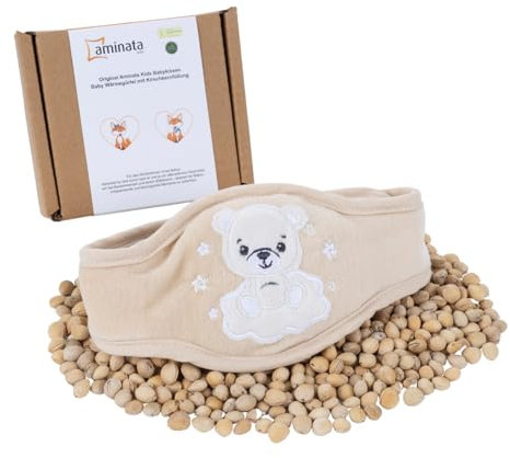 Cojín térmico para bebé, cinturón térmico, huesos de cereza, cojín de huesos de cereza para bebés y niños pequeños, cojín de granos para dolor abdominal y hinchazón, regalo para nacimiento y bautizo