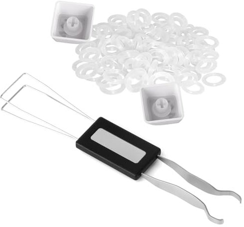 RUNJRX Keycap Puller, Switch Puller, Stainless Steel Keycap Removal Tool with 200 O Ring Keyboard Dampers for MX Switch Keyboards, Mechanical Keyboards