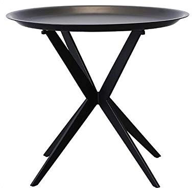 MEILISHAOMEI Couchtisch aus Schmiedeeisen, Kleiner Tabletttisch, Sofatisch, Nachttisch fürs Schlafzimmer, Beistelltisch für Getränke (Farbe: Schwarz, Größe: 18,50 x 18,50 x 16,33 Zoll)