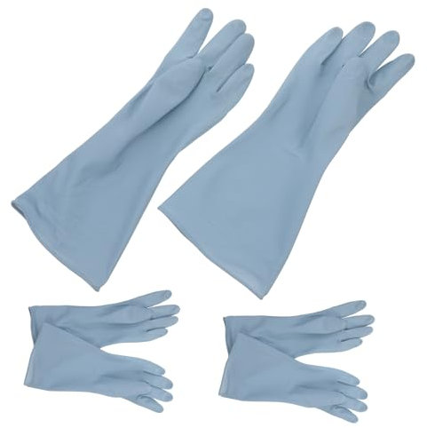 GRIRIW 3pairs Dishwashing Gloves Reusable Nitrile Gloves Wash Scrub Mitts Kitchen Cleaning