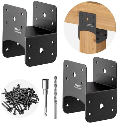 Post Anchor Connector,Stainless Steel Beam Anchor Connector, Post Base Bracket for Supporting Wood Beams (2, P4x4-B(4x4/4x6))