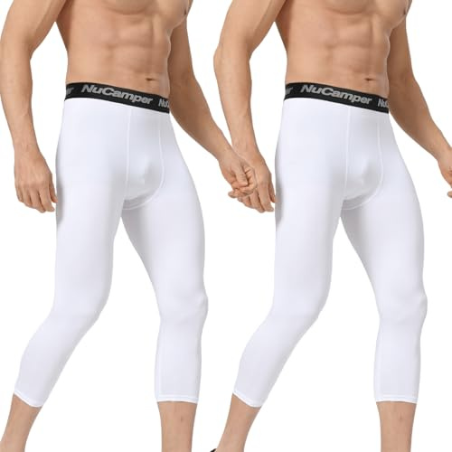NuCamper 3/4 Kompressionsbyxor För Män, Atletisk Tights, Herr Löparbyxor, Fitness Leggings, Snabbtorkande, Andas Funktionella, Termisk Baslager, För Träning Löpning Fitness Jogging Sporter Gym Basket