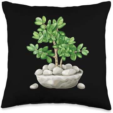Jade Plant With Pebbles Throw Pillow