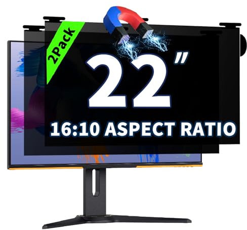 2 Pack Magnetic Hanging Computer Privacy Screen 22 Inch for 16:10 Widescreen Monitor, Removable Privacy Screen Anti Glare Blue Light Computer Screen Privacy Shield, Anti-Scratch 22 in Protector Film
