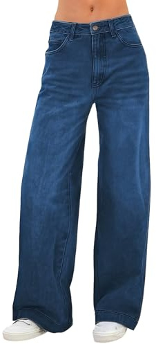 LuminBlaze Jeans Baggy Femme Taille Haute Vintage Jean à Jambe Large et Coupe Ample Loose Fit en Denim