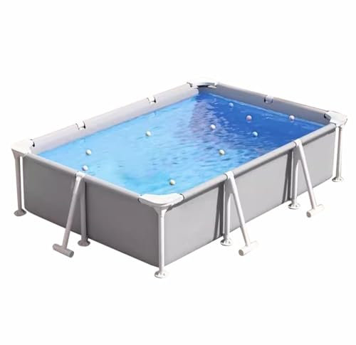 Easnuroz Piscina De Marco 150-300cm Piscina sobre Suelo Rectangular De Metal Piscina para Adultos - Material Laminado De PVC De 3 Capas, Incluye Parche De Reparación(300 * 201 * 66cm)