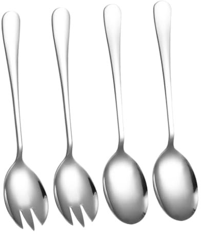 BUGUUYO 4 Pezzi Set Da Insalata Forchetta Da Portata in Acciaio Inox Posate Da Insalata Pinze Per Insalata Per Servire Utensili Per Servire Le Feste Acciaio Inossidabile Argento