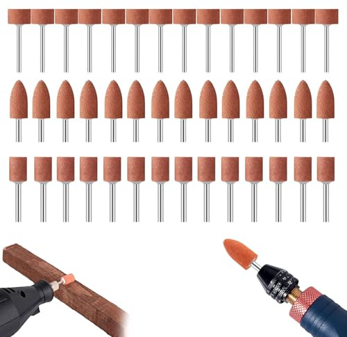 42 Stück Korund Schleifspitze Set,Schleifstift,Schleifaufsatz Akkuschrauber | Schleifaufsätze für Dremel Rotationswerkzeug,Schleifaufsatz Für Akkuschrauber,zur Verwendung auf Edelsteinen,Glas,Metall